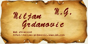 Miljan Grdanović vizit kartica